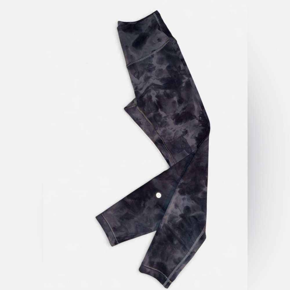 Lululemon Tie Dye Leggings Gray Black Size 4 High Rise Athletic - Picture 3 of 12